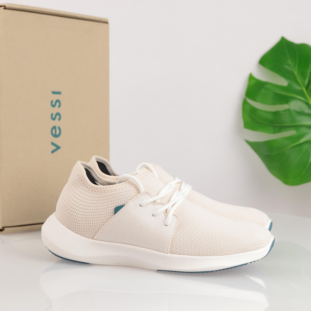Vessi Womens Everyday Classic Sneaker Size 7 Beige Knit Waterproof Comfort Shoes